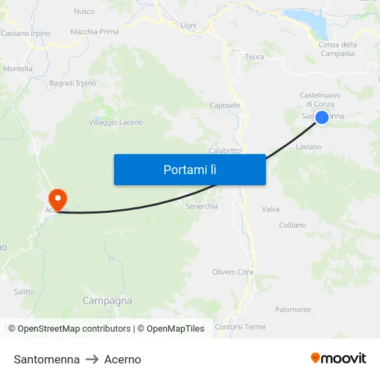 Santomenna to Acerno map