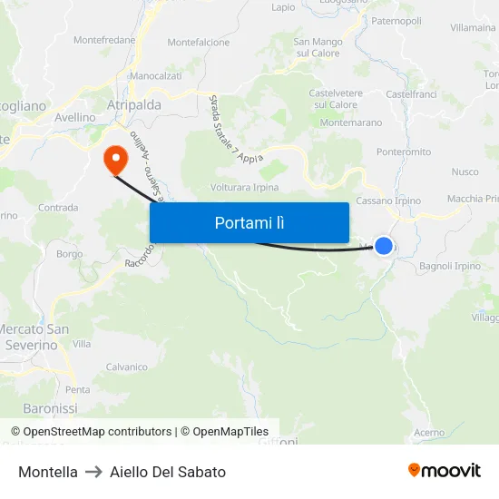 Montella to Aiello Del Sabato map