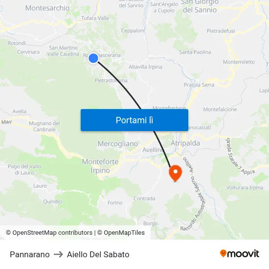 Pannarano to Aiello Del Sabato map
