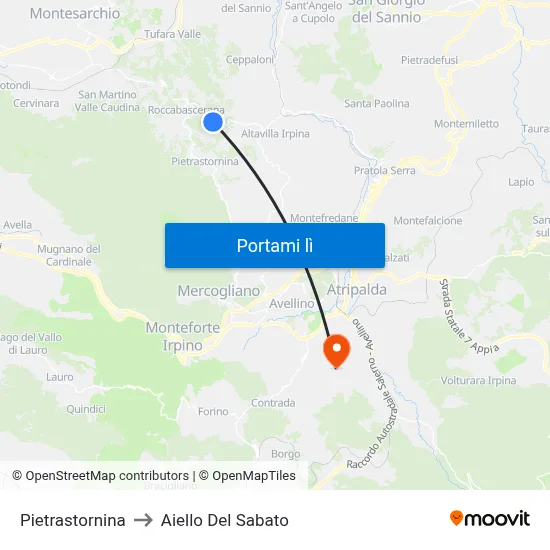 Pietrastornina to Aiello Del Sabato map