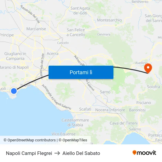 Napoli Campi Flegrei to Aiello Del Sabato map