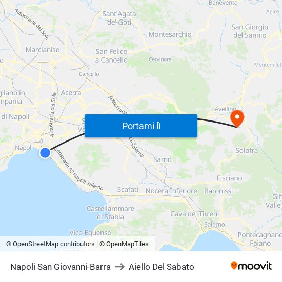 Napoli San Giovanni-Barra to Aiello Del Sabato map