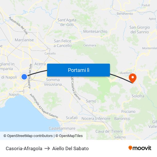 Casoria-Afragola to Aiello Del Sabato map