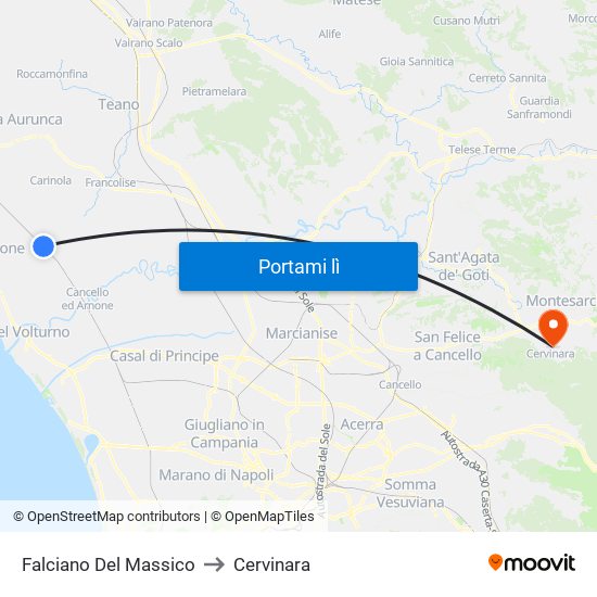 Falciano Del Massico to Cervinara map