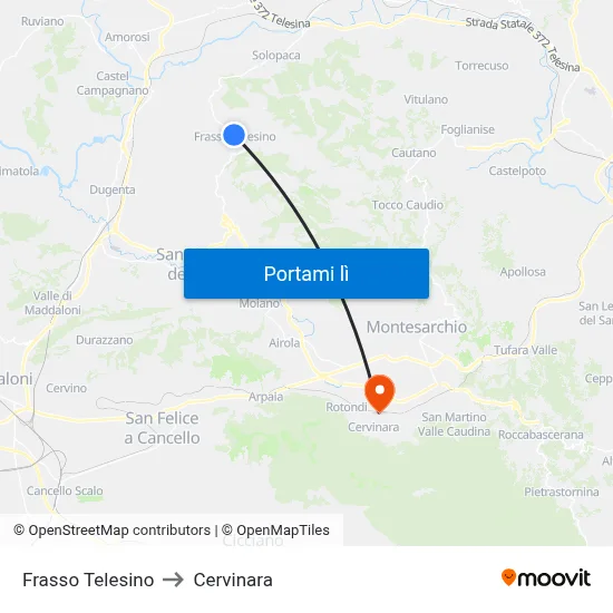 Frasso Telesino to Cervinara map