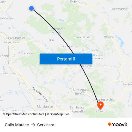 Gallo Matese to Cervinara map