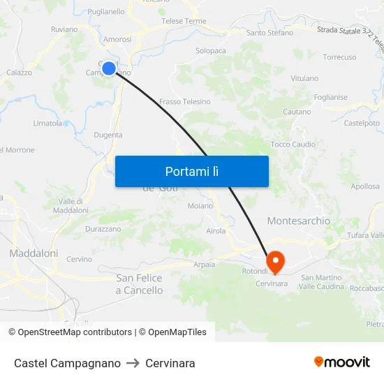 Castel Campagnano to Cervinara map