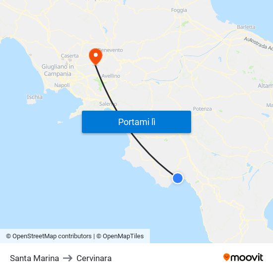 Santa Marina to Cervinara map