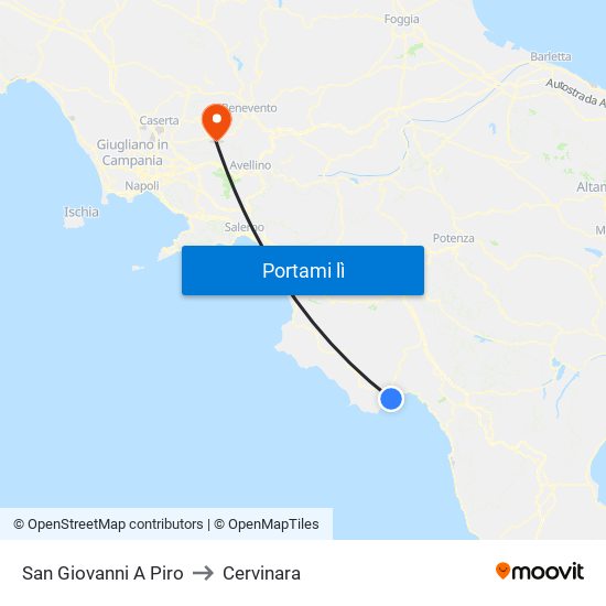 San Giovanni A Piro to Cervinara map