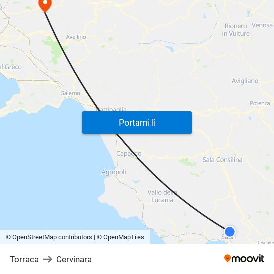 Torraca to Cervinara map