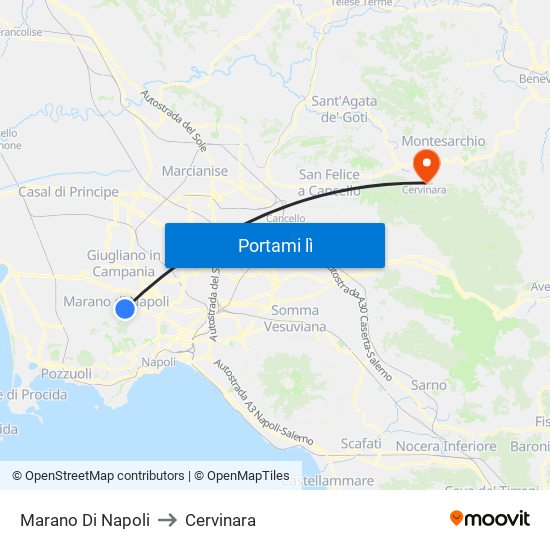 Marano Di Napoli to Cervinara map