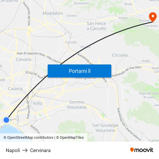 Napoli to Cervinara map
