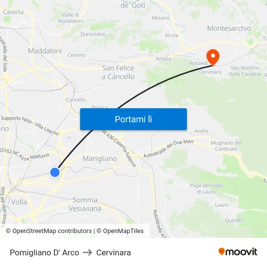 Pomigliano D' Arco to Cervinara map