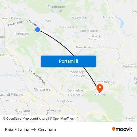 Baia E Latina to Cervinara map