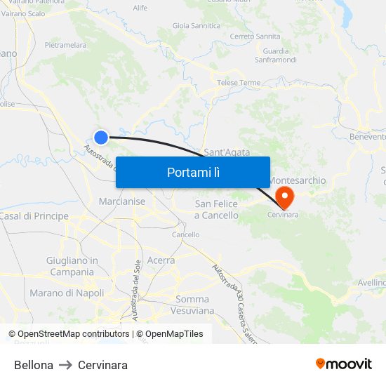 Bellona to Cervinara map