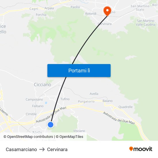 Casamarciano to Cervinara map