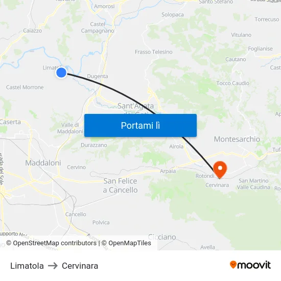 Limatola to Cervinara map