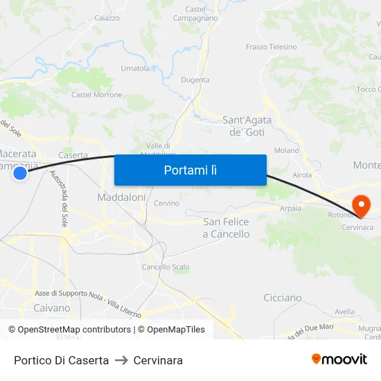 Portico Di Caserta to Cervinara map