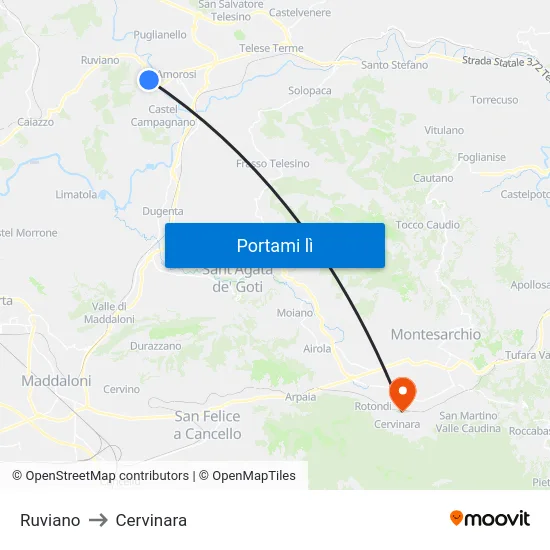 Ruviano to Cervinara map
