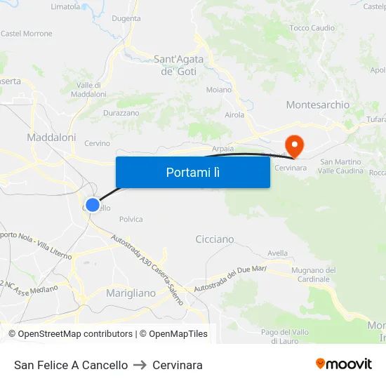 San Felice A Cancello to Cervinara map