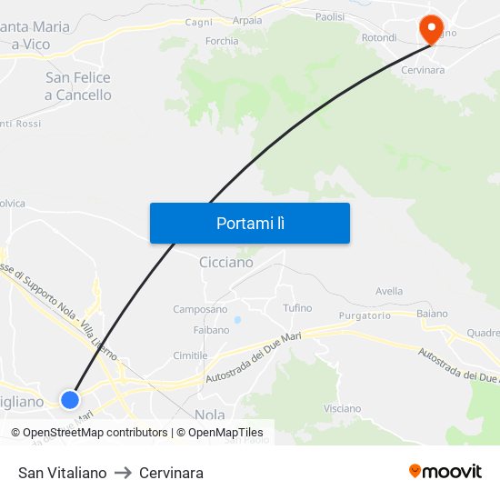 San Vitaliano to Cervinara map
