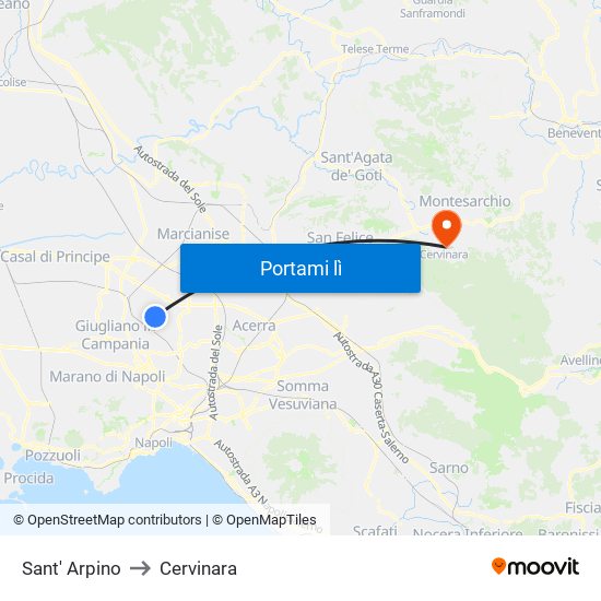 Sant' Arpino to Cervinara map