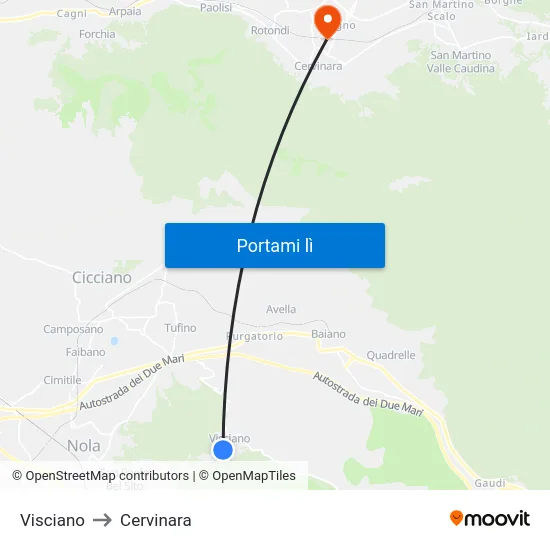 Visciano to Cervinara map