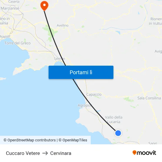 Cuccaro Vetere to Cervinara map