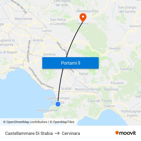 Castellammare Di Stabia to Cervinara map