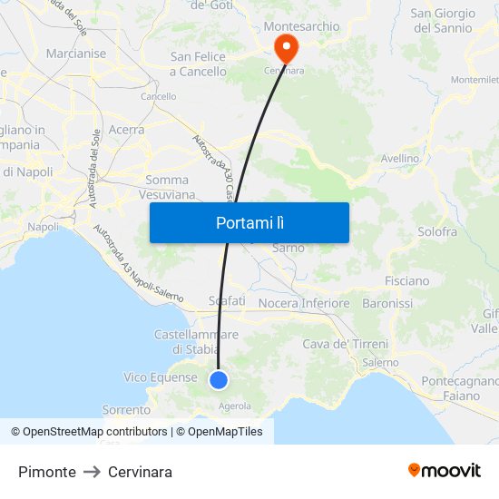 Pimonte to Cervinara map