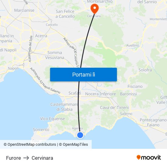 Furore to Cervinara map