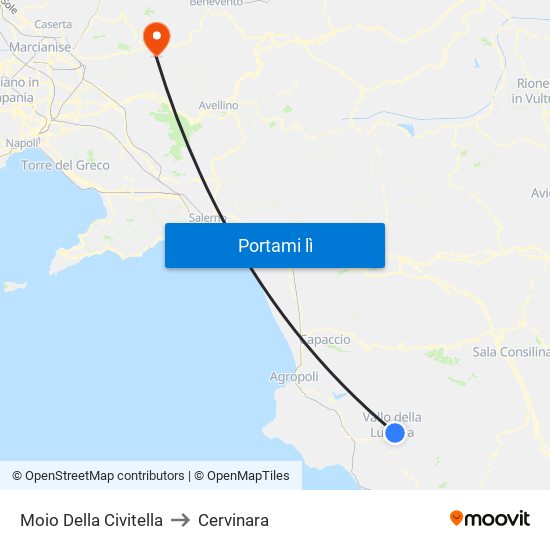Moio Della Civitella to Cervinara map