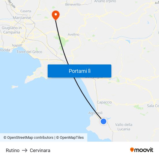 Rutino to Cervinara map