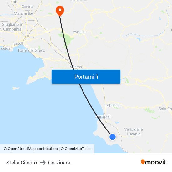 Stella Cilento to Cervinara map