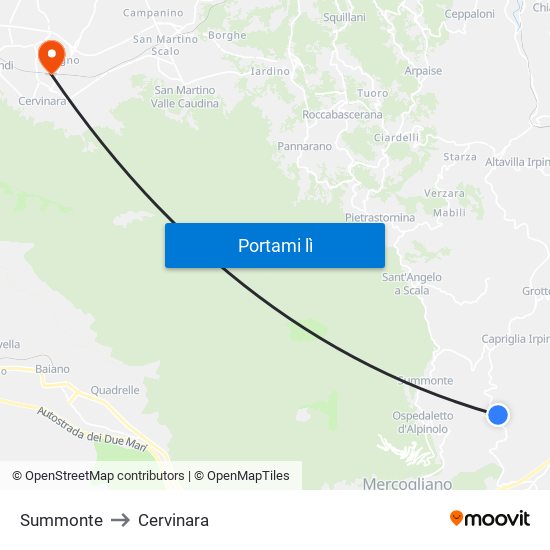 Summonte to Cervinara map