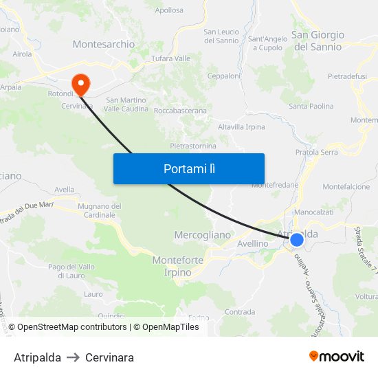 Atripalda to Cervinara map