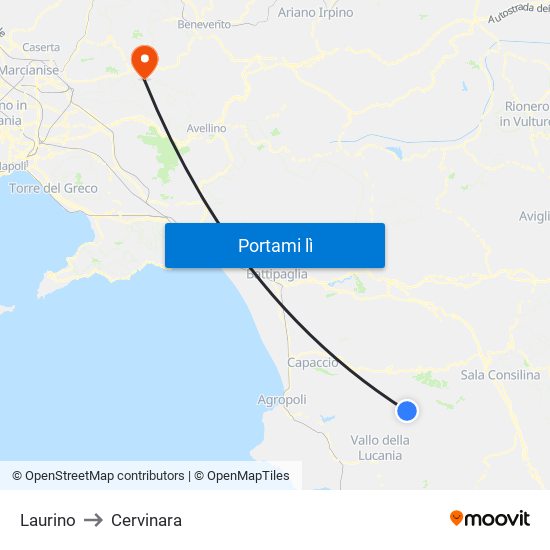 Laurino to Cervinara map