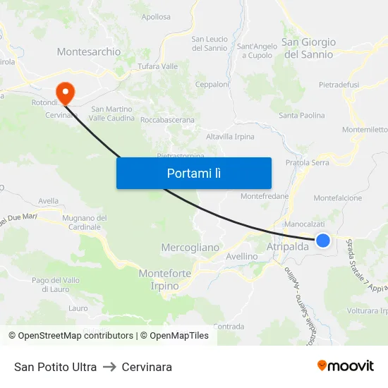 San Potito Ultra to Cervinara map