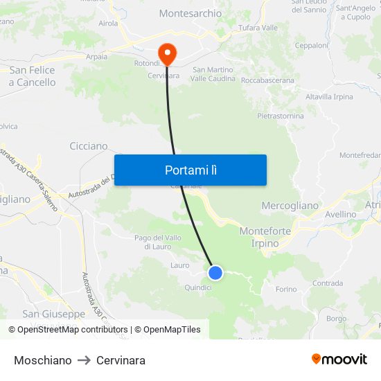 Moschiano to Cervinara map