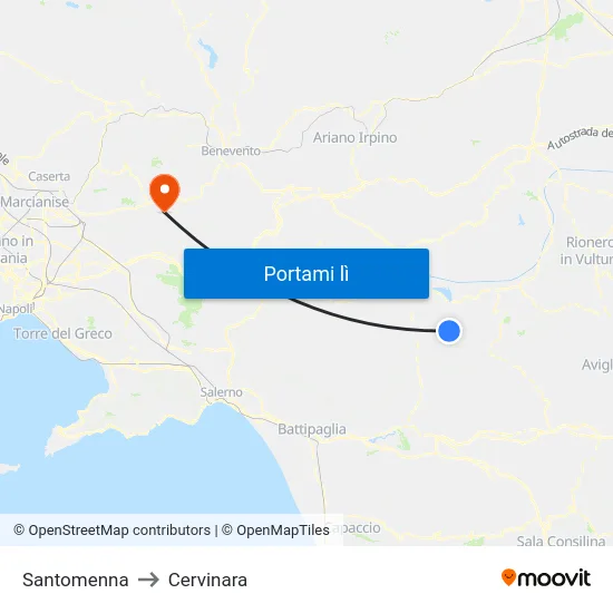 Santomenna to Cervinara map