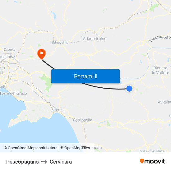 Pescopagano to Cervinara map
