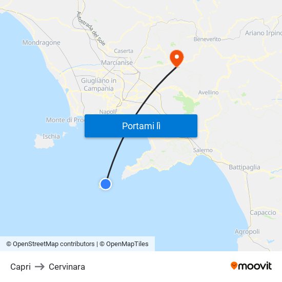 Capri to Cervinara map