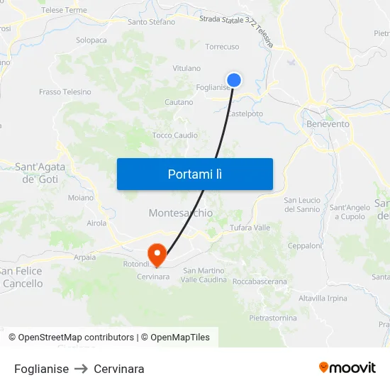 Foglianise to Cervinara map
