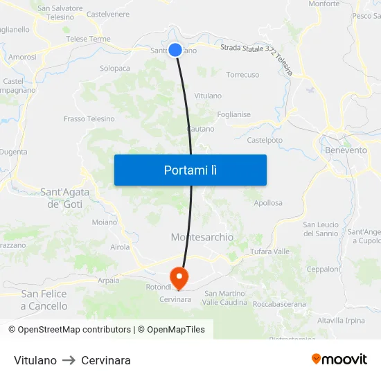 Vitulano to Cervinara map