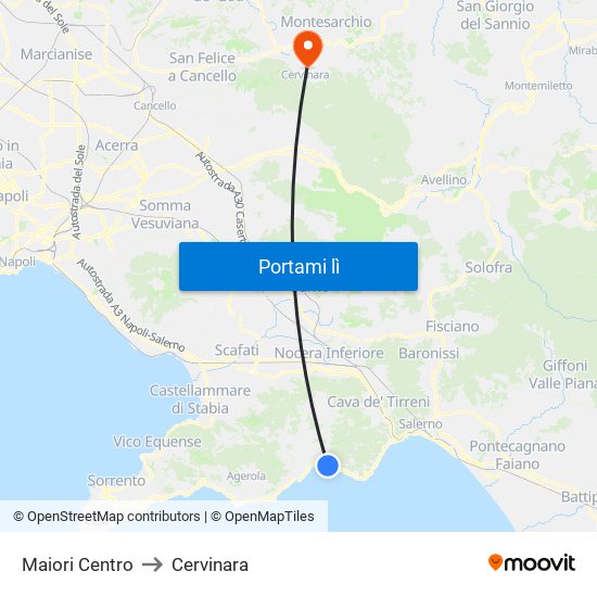 Maiori Centro to Cervinara map