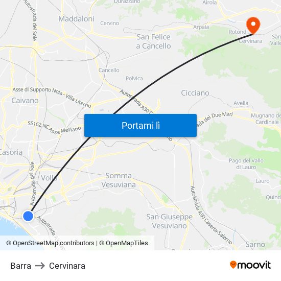 Barra to Cervinara map