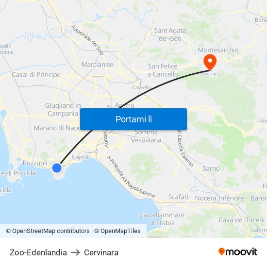 Zoo-Edenlandia to Cervinara map