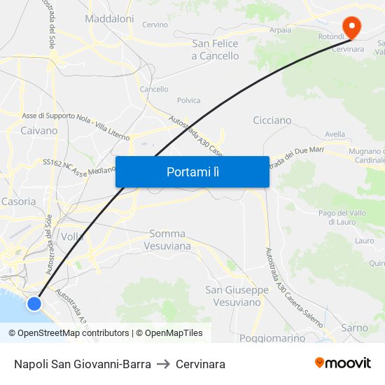 Napoli San Giovanni-Barra to Cervinara map