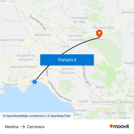 Medina to Cervinara map