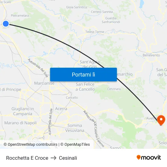 Rocchetta E Croce to Cesinali map